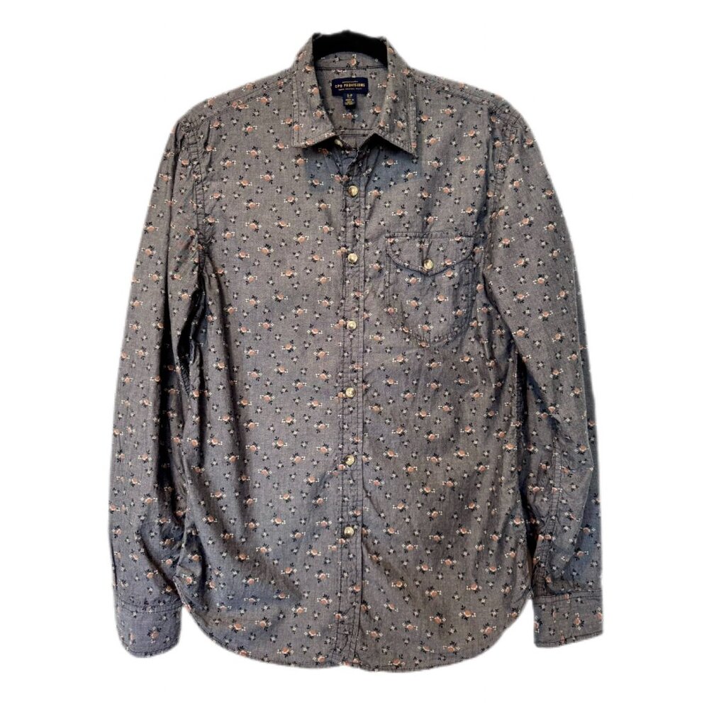 Urban Outfitters CPO PROVISIONS Gray Floral Long-Sleeve Button Down